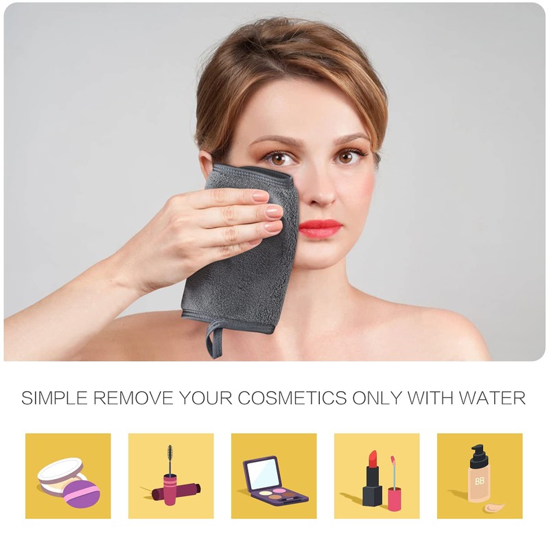 KinHwa 6 Pack Microfibre Face Cloth Flannel Makeup Remover Cloth