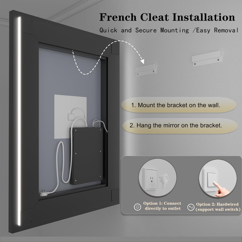CHARMOR Framed LED Lighted Bathroom Mirror 24x32, Dimmable Vanity Mirror