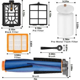 Replacement for Shark AV2501AE RV2502AE AV2501S AV2511AE RV2610WA RV2610WD AV2610WA RV2820AE AI Robot Vacuum，Accessories Kit Includes Master Brush, Master Filter, Strainer, Foam Filter, Side Brush