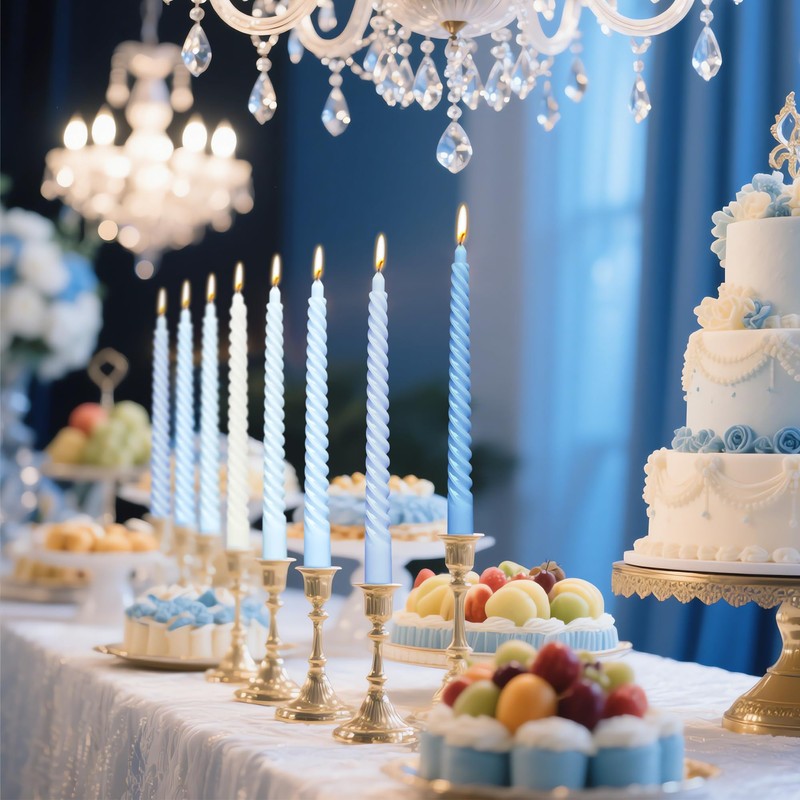 10 Inch Gradient Blue Spiral Taper Candle Set, 10 Pack