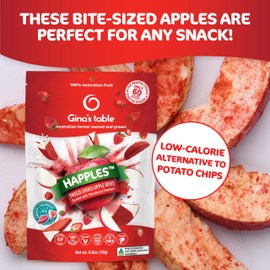 Happles Freeze Dried Apples with Strawberry Fruit Powder – 100% Natural, No Added Sugar, Healthy Low Calorie Apple Crisps Snack for Adults & Kids, Gluten Free, No Artificial Flavours (10 Pack)