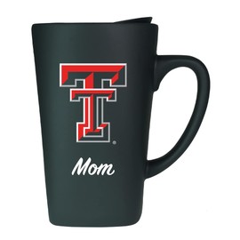 Texas Tech University Mom 16oz Soft Touch Ceramic Travel Mug with Lid - Black