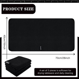 KinHwa Dish Cloth Black Dish Cloth Waffle Cloth Microfibre Cloth Washable Dish Cloths for Kitchen Thick Cleaning Cloth Lint Free with Hanger 40 cm x 70 cm Pack of 3