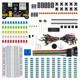LAFVIN Electronic Fun Kit Bundle with Power Supply Module, Breadboard, Resistor, Capacitor, LED, Potentiometer Compatible with Arduino IDE for MEGA2560, Raspberry Pi