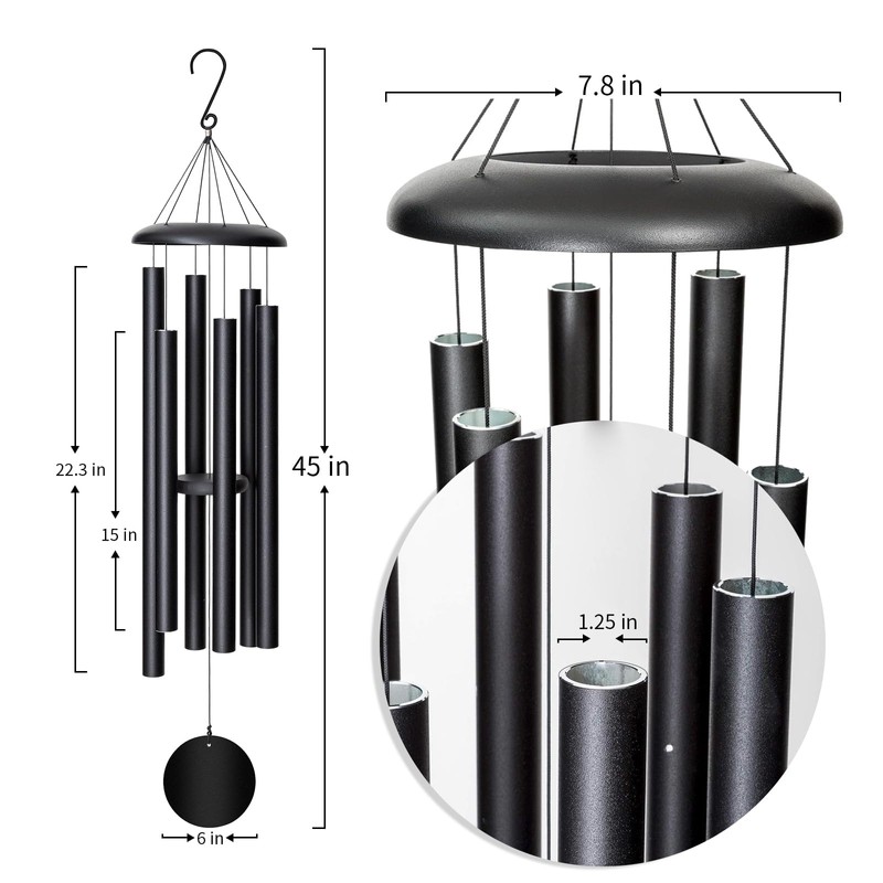 UNSENiii Wind Chimes for OutsideDeep Tone, 45 in Large Wind