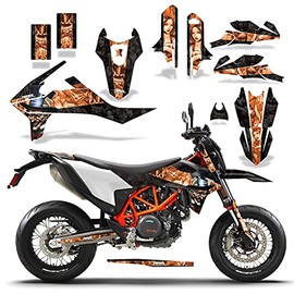AMR Racing MX Dirt Bike Supermoto Motorcycle Graphics kit Sticker Decal Compatible with KTM 690 SMC-R 2019-2020 - Mad Hatter Black with Orange Stripe