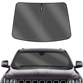 Karltys para Jeep Grand Cherokee Parasol para parabrisas 2011-2021, UPF50+ 240T Parasol reflectante para Grand Cherokee Cubierta de ventana frontal, protector de visera plegable para mantener el coche
