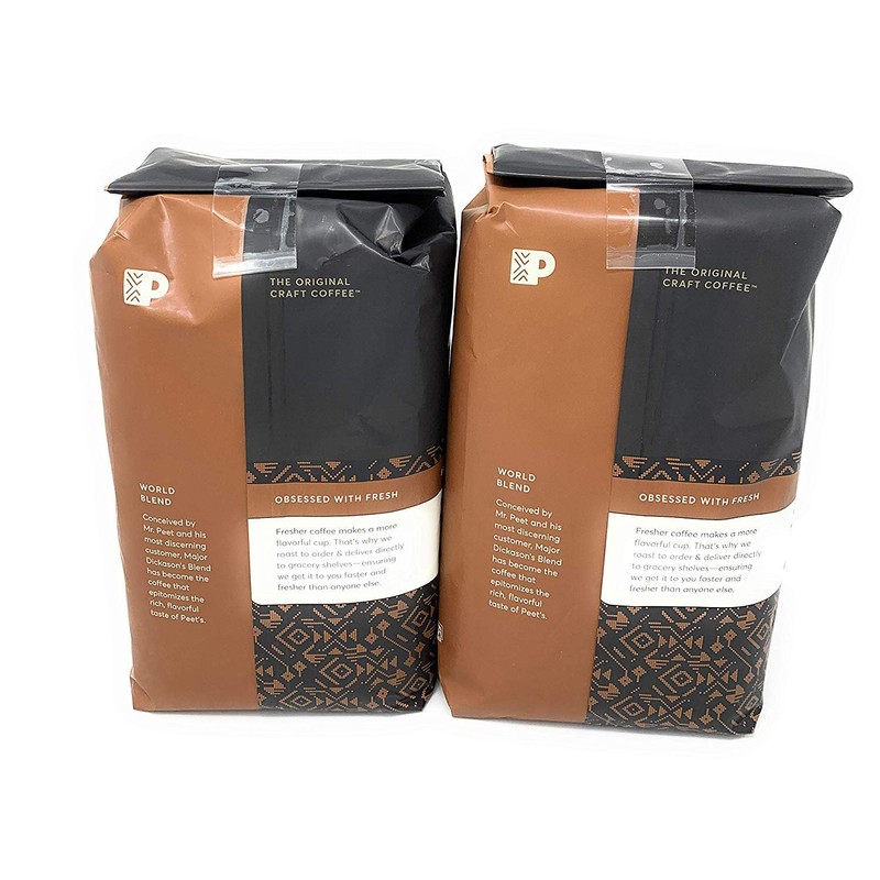 Peets Coffee, Major Dickason's Blend, Whole Bean 32oz (Pack of2)