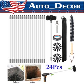 Unbranded 24Pcs Flue Sweeping Brush & Rod Kit Chimney sweep Set 18XSoot Cleaning Rods