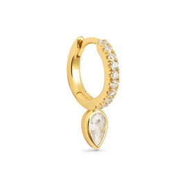 SINGULARU - Stella Single Earring Sterling Silver with 18K Gold Plating and Cubic Zirconia Jewellery for Women, Unit size, Yellow Gold, No Gemstone