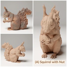 Animal Den Miniatures Red Squirrel - 1:12 Scale miniature dollhouse diorama Animal Den Miniatures - (A) Squirrel with Nut, Unpainted Gray