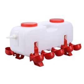 Duck Waterer, Leakproof 10 Liters Versatile Chicken Water Feeder with 10 Waterer Cups for Farm (Small Size)