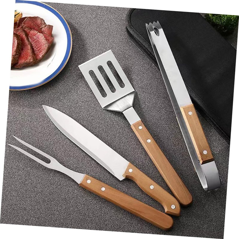 Mikinona 1Set Tools Set with Handles Grilling Tongs Fork Spatula