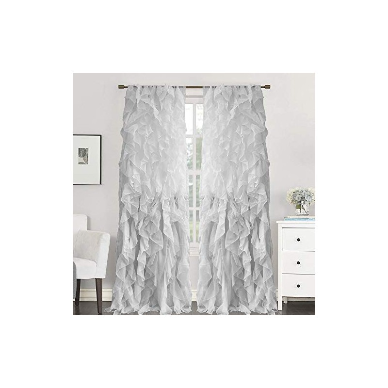Sweet Home Collection 2 Pack Window Treatment Sheer Cascading Panel