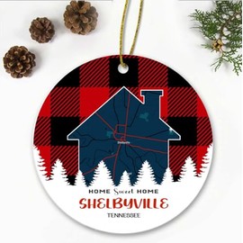 Home Sweet Home Shelbyville Tennessee Ornament Map City, State - Shelbyville Ornament New Home - Home Housewarming Gift Christmas Holiday Ornament 3 Inch Plastic