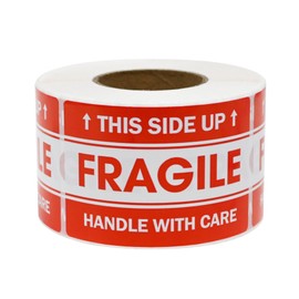 L LIKED 2"x 3" Fragile Stickers for Shipping and Moving, 500 Labels Per Roll Strong Adhesive (Handle with Care,This Side Up)