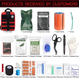 Ifak Trauma Kit, 74 Piece Upgrade Tactical First Aid Supplies, Molle Ifak Pouch Rip Away Refill Supplies for Survival Camping Hiking Travel