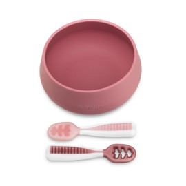NumNum Suction Bowls for Babies & Toddlers, Extra Strong Non-Slip Suction, 100% Food-Grade Silicone, BPA-Free, Microwave & Dishwasher Safe, Baby-Led Weaning Bowls for 4+ Months & GOOtenils Mauve