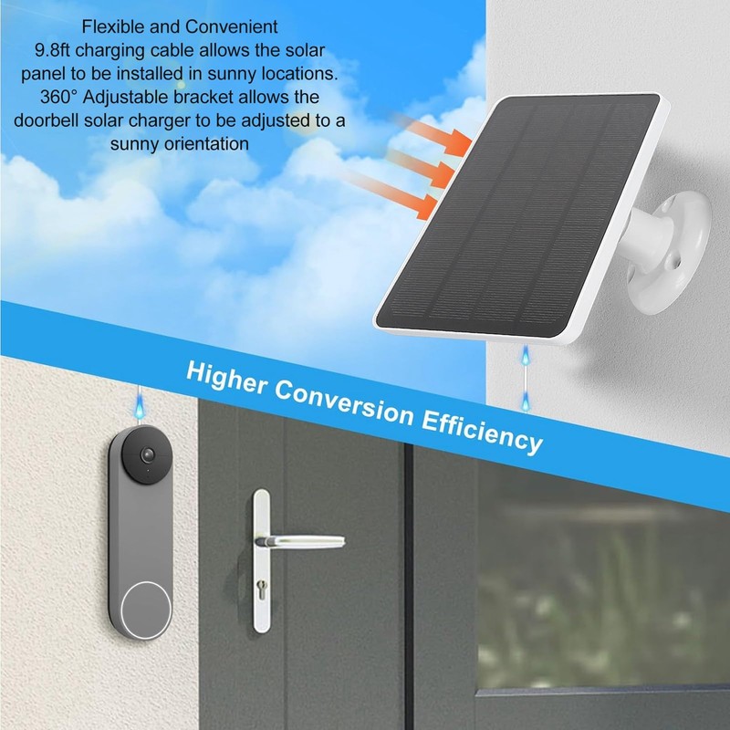 Solar Panel Ladegerät, Solar Panel Solarkamera Ladegerät für Türklingel IP66