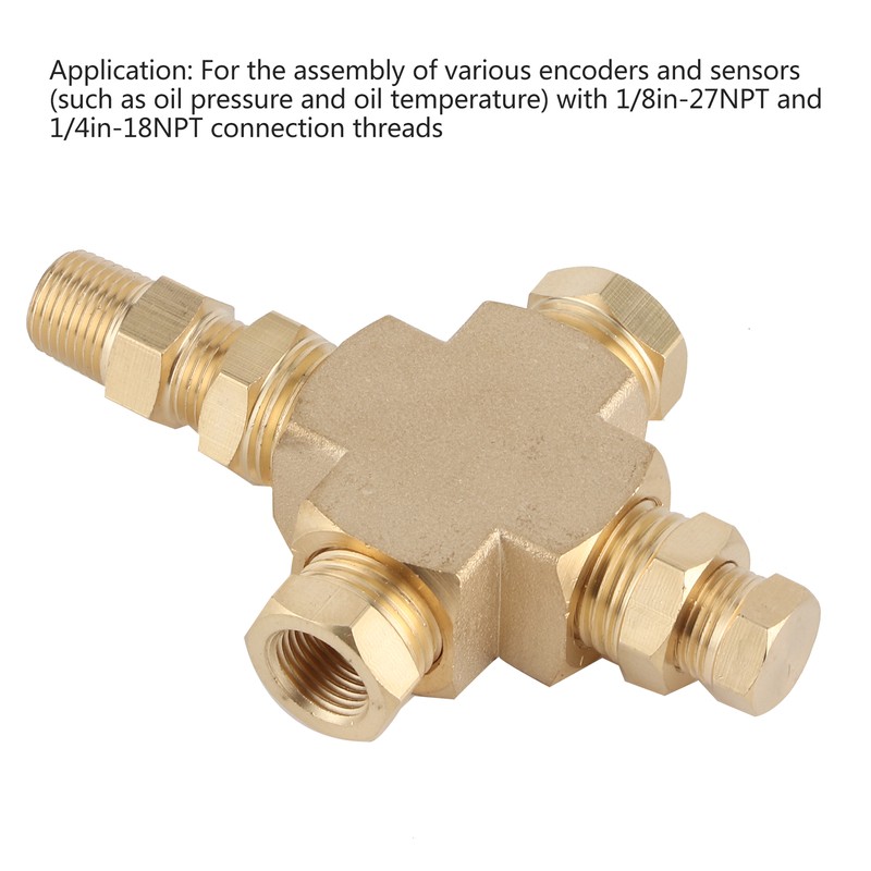 Sensor Adapter Distributor Oil Pressure Temperature Connector 1/8in‑27 NPT 1/4in‑18