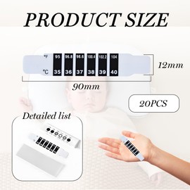 20PCS Forehead Thermometer for Kids Quick Read Fever Thermometer Stickers Set Safe Temperature Strips Reusable Indicator Head Thermometer Strip for Infants Babies Toddlers Kids Elderly