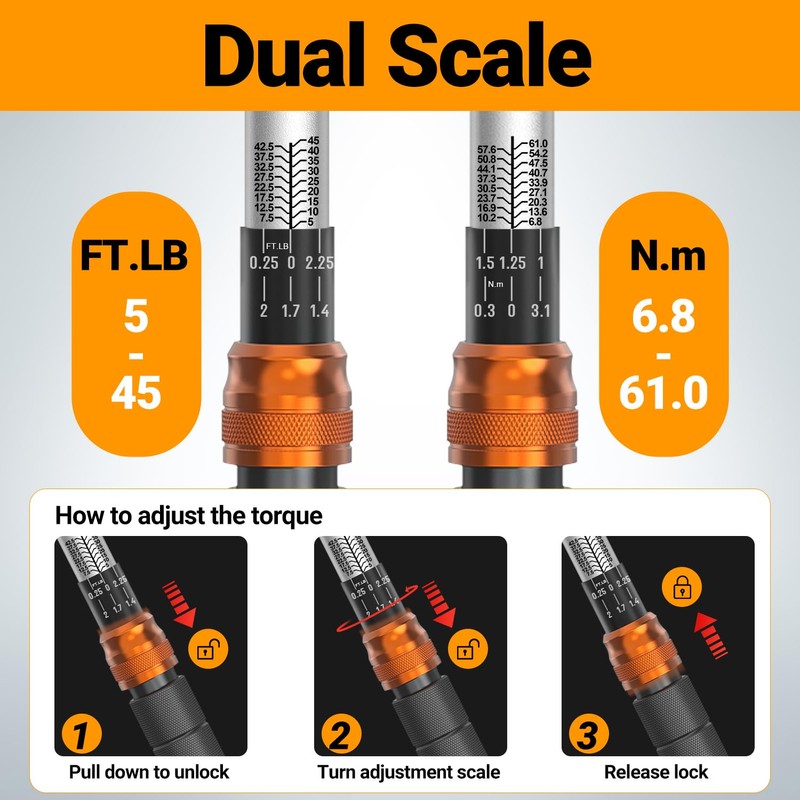WAXTRON 3-Piece Click Torque Wrench Set ±3% Accuracy - 1/4"