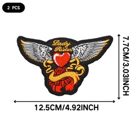 Two Set of Sky Lady Rider Embroidered Appliques Patch with Hook and Loop Fastener Backing- Punk Style Tactical Crochet Badge Suitable for Vests,Jackets, Backpacks,and Clothing