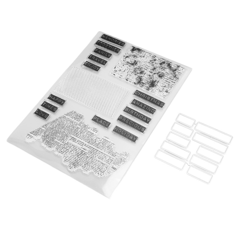 2Pcs Clear Stamp English Words Pattern Clear Safe Reusable TPR