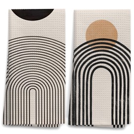 OHSUL Boho Kitchen Towels Dish Towels Dish Cloth Set of 2,Bohemian Mid Century Modern Hand Towel Tea Towels for Bathroom Kitchen Decor, Boho Dish Towels, Boho Lover Gifts (Color-1)