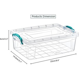 Best House | Small Plastic Storage Box with Clips & Lids | Size 1L (L:22cm W:14.5cm H:6cm)| Set of 2 | Flat Shape |Stackable Clear Multipurpose Home Office Kitchen Tools Crafts Bits N Pcs-1 Litres