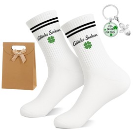 Set regalo portafortuna con calzini portafortuna, esame portafortuna, portachiavi a quadrifoglio e sacchetto regalo, buona fortuna per te, laurea, nuovo lavoro, idea regalo per donne e uomini