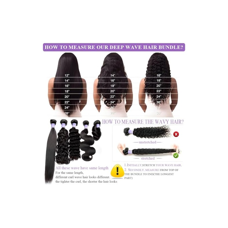 Extensiones de cabello humano con ondas profundas, 12A, cabello virgen