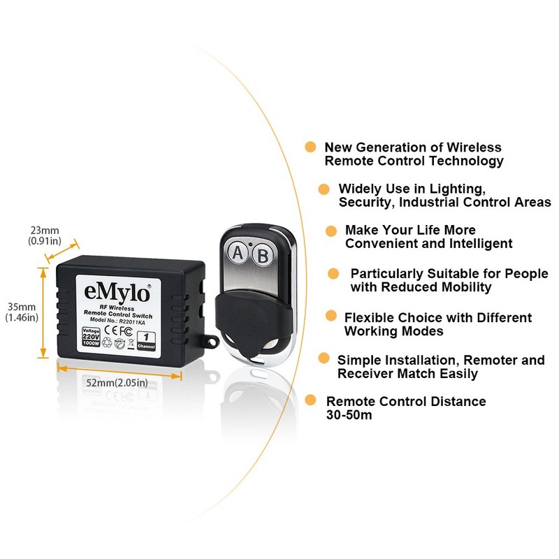 eMylo AC 220V-230V-240V 1000W 1 Transmitter 2X 1 Channel Smart