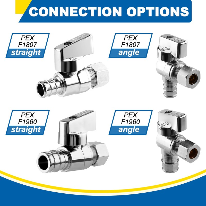 1/4 Turn Angle Stop Valve, 1/2" Expansion Pex F1960 X