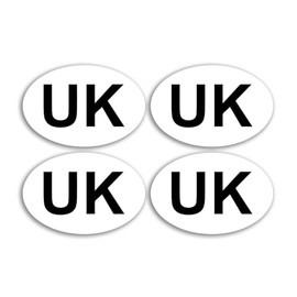 4 x UK Ovals Vinyl Stickers - Europe Bumper Abroad Travel Car Van Vehicle Number Plate Scrapbook Sticker - Size 75mm x 50mm #81664