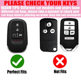 YIKECASE Key Fob Cover with Diamond Keychain Car Key Holder Case Compatible with Honda 2023 2024 Accord Civic HRV CRV Pilot Smart Remote Key Protector for Women 5 Buttons, (White-Heart)