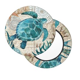 Ouqiuwa Vintage Ocean Turtle Starfish World Map Bar Stool Covers Round, Soft Bar Stool Seat Cover Cushion 13 Inch