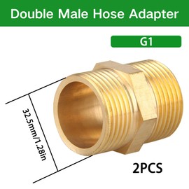 Double Nipple G1 Inch (Diameter 32.5 mm) Brass Male Thread, Pack of 2 Double Nipple Hexagonal G1 Inch AG/AG, Connector 2 x AG Thread Fitting, Double Nipple Brass Fittings Suitable for Drinking Water