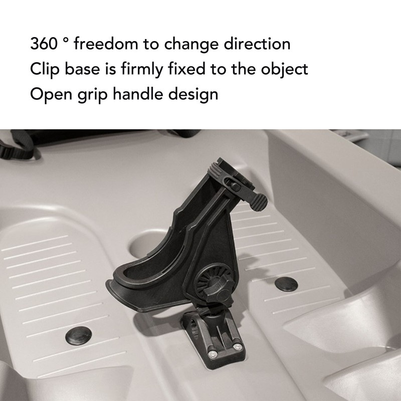 Fishing Rod Holder Clamp Base 360° Adjustable Rotating Weatherproof Open