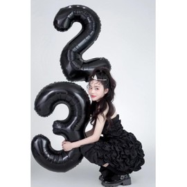 Number 2 Balloons Black Party Decorations for Girl Boys, 40 In Big Foil Mylar Balloons for Engagement, Wedding, Celebration, Graduations, Photo Shoot