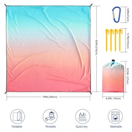 WIWIGO Beach Blanket Waterproof Sandproof Beach Mat 79" X 83" /10'x9'for 2-8 Adults Quick Drying Outdoor Picnic Mat Beach Accessories for Travel, Camping, Hiking