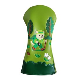Golf Headcovers Driver Cover Fairway Wood Headcovers Hybrid Head Cover Animal Design PU Leather Golf 3 Wood Head Cover (3pcs Cat Cover)