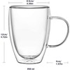 Wells 4-Pack 12 Oz Double Walled Glass Coffee Mugs with