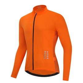 sandbank Men's Basic Cycling Jerseys Long Sleeves Mountain Quick Dry Biking Bicycle Shirt for Men with Back Pockets Orange