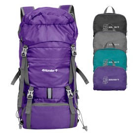 4Monster Portable Hiking Backpack,Lightweight Packable Outdoor Daypack,Water Resistant Carry on Backpack for Travel Camping, Purple, 32L, Hiking Backpack