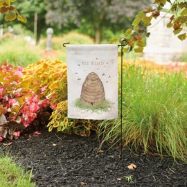 Primitives by Kathy 115403 Bee Kind Sentiment with Primitive Beehive Design Decorative Garden Flag, Multicolor