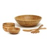 Lipper International Bamboo Wood Salad Bowls with Server Utensils, 7-Piece