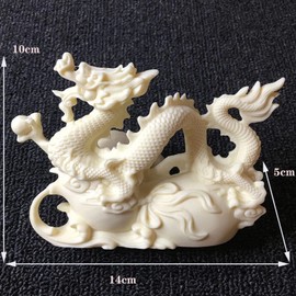 White Tamron Statue,Modern Art Sculpture,Hand Craved Dragon Sculpture,Chinese Zodiac Auspicious Dragon,Home Decoration Statue