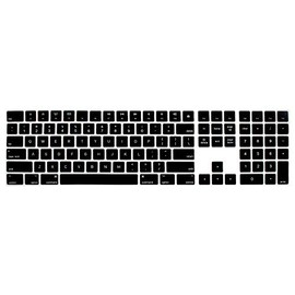 MMDW Ultra Thin Silicone Full Size Wireless Bluetooth Numeric Keyboard Cover Skin for iMac Magic Keyboard with Numeric Keypad MQ052LL/A A1843 2017 2018 Release US Layout (Black)