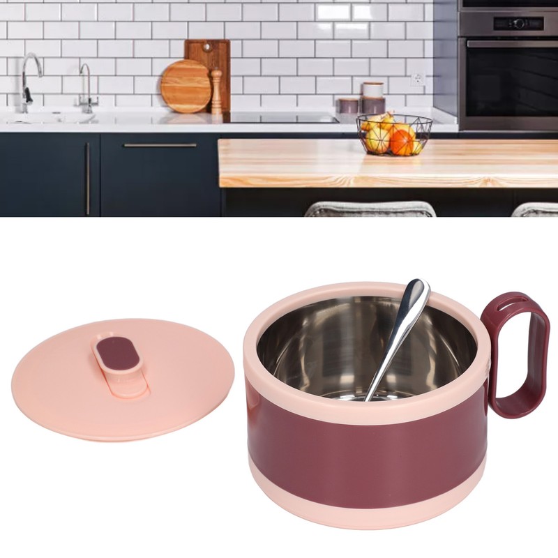 Stainless Steel Ramen Bowl Double Insulation Instant Noodle Bowl with
